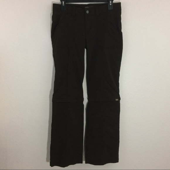 Prana Dark Brown Convertible Pants Shorts Sz 4 EUC - Picture 1 of 7